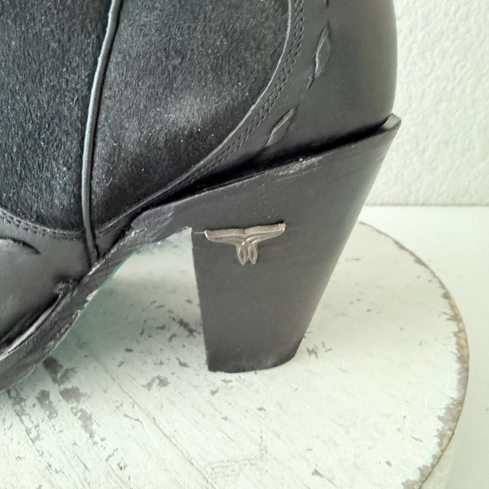 Lane Tessa Knee High Black Suede & Leather Snip Toe Cowboy Boots Women’s 6 - Picture 15 of 16